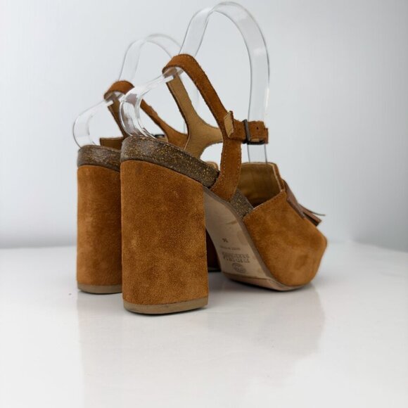 FRED DE LA BRETONNIÈRE Boho 70’s Tan Suede Tassel Platform Sandals sz 36 - Picture 12 of 15